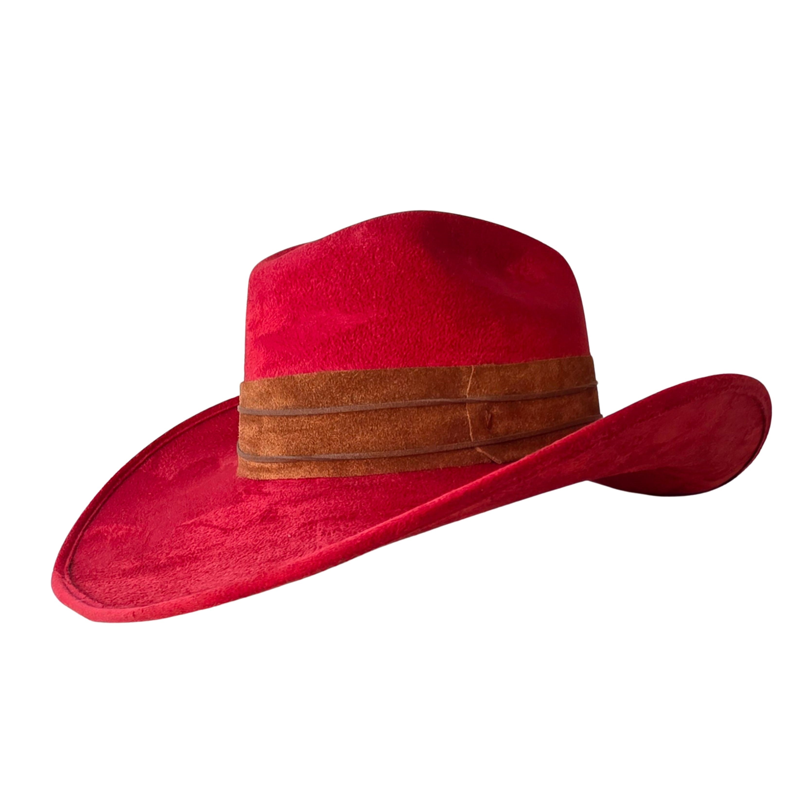 Kyveli Cowboy Crown Hat - Red