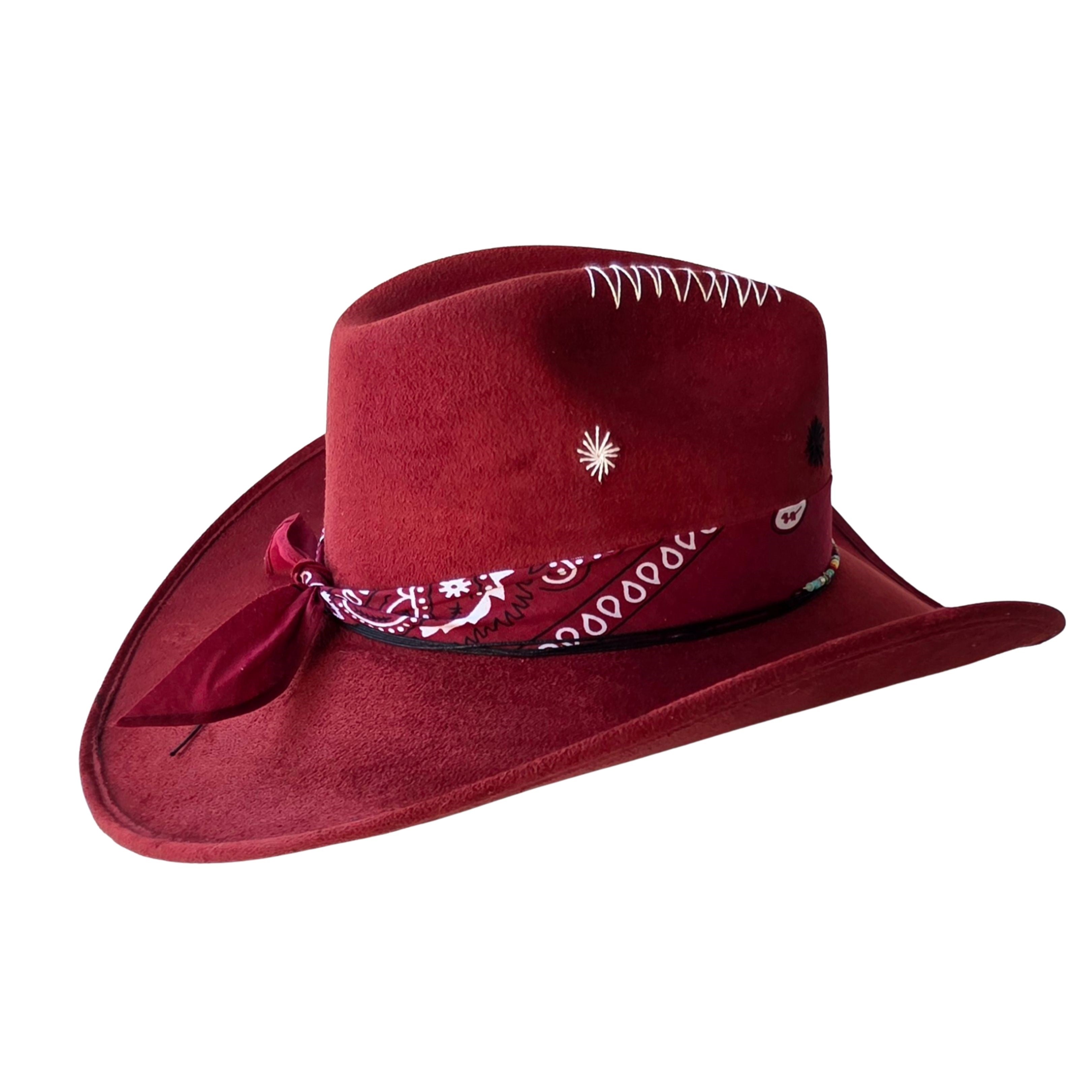 Myrto Cowboy Crown Hat - Burgundy