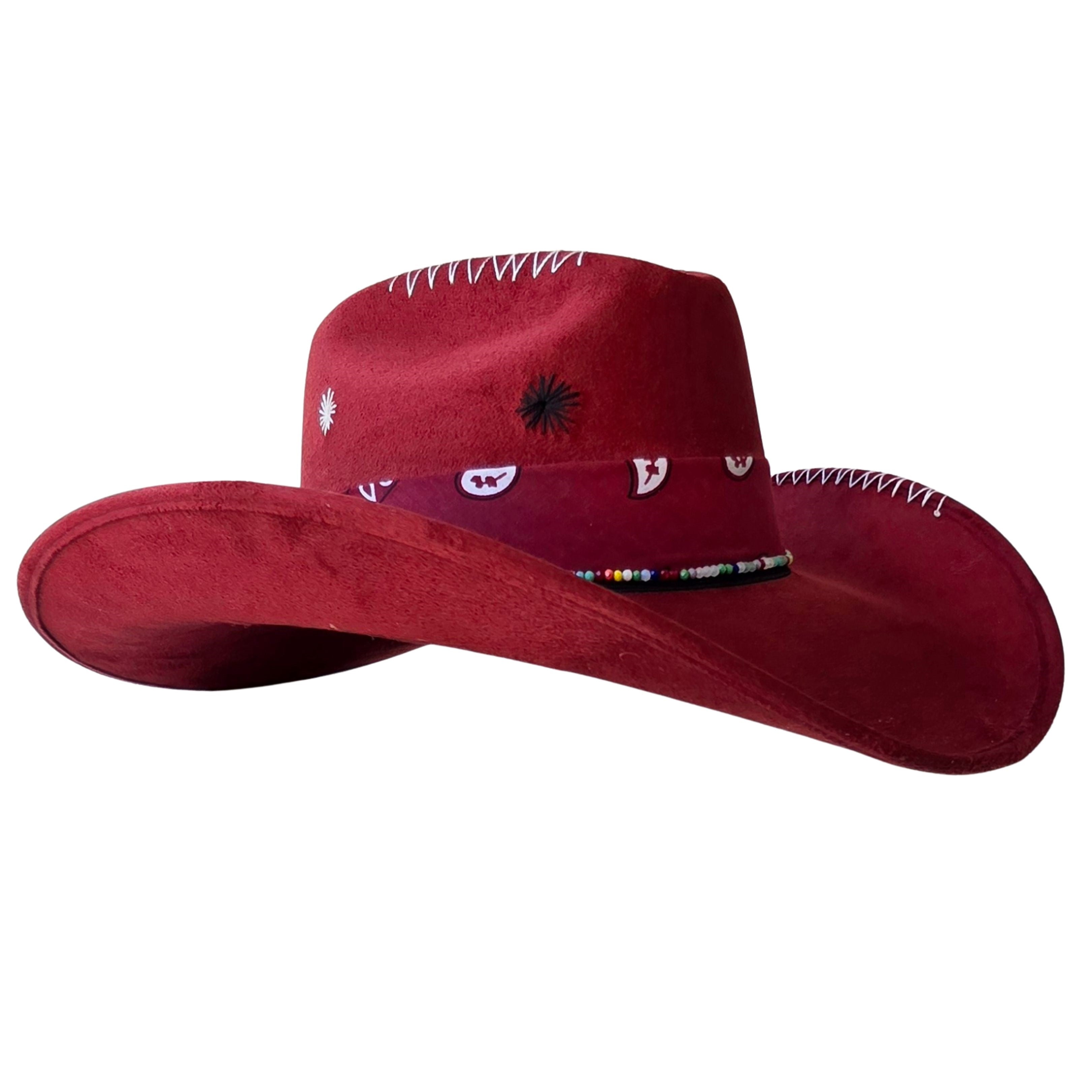 Myrto Cowboy Crown Hat - Burgundy