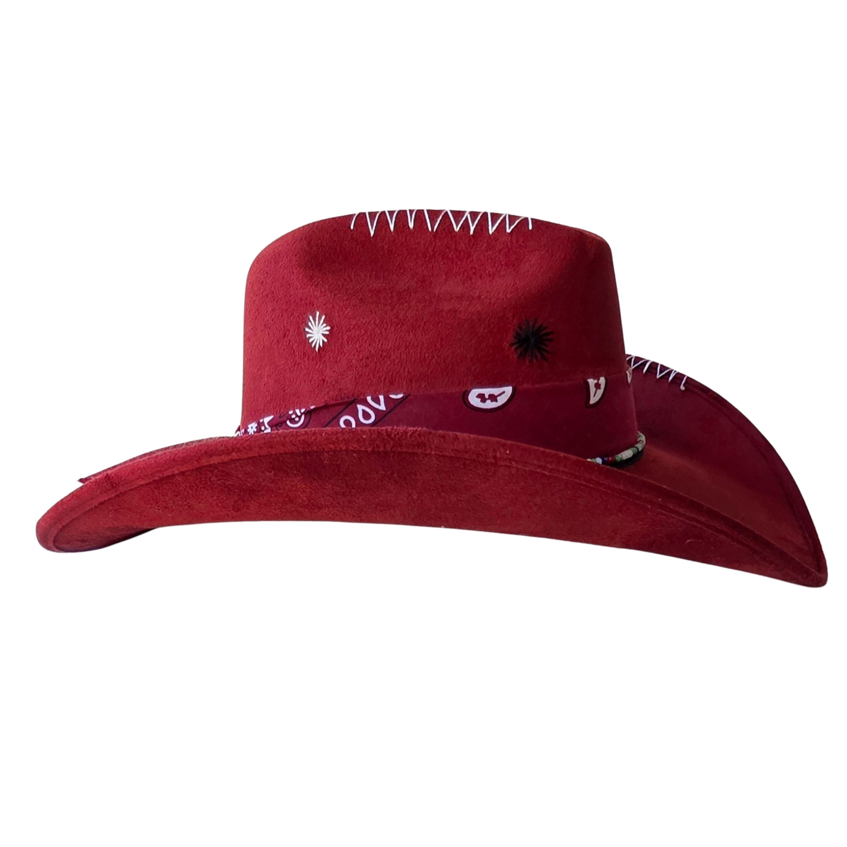 Myrto Cowboy Crown Hat - Burgundy