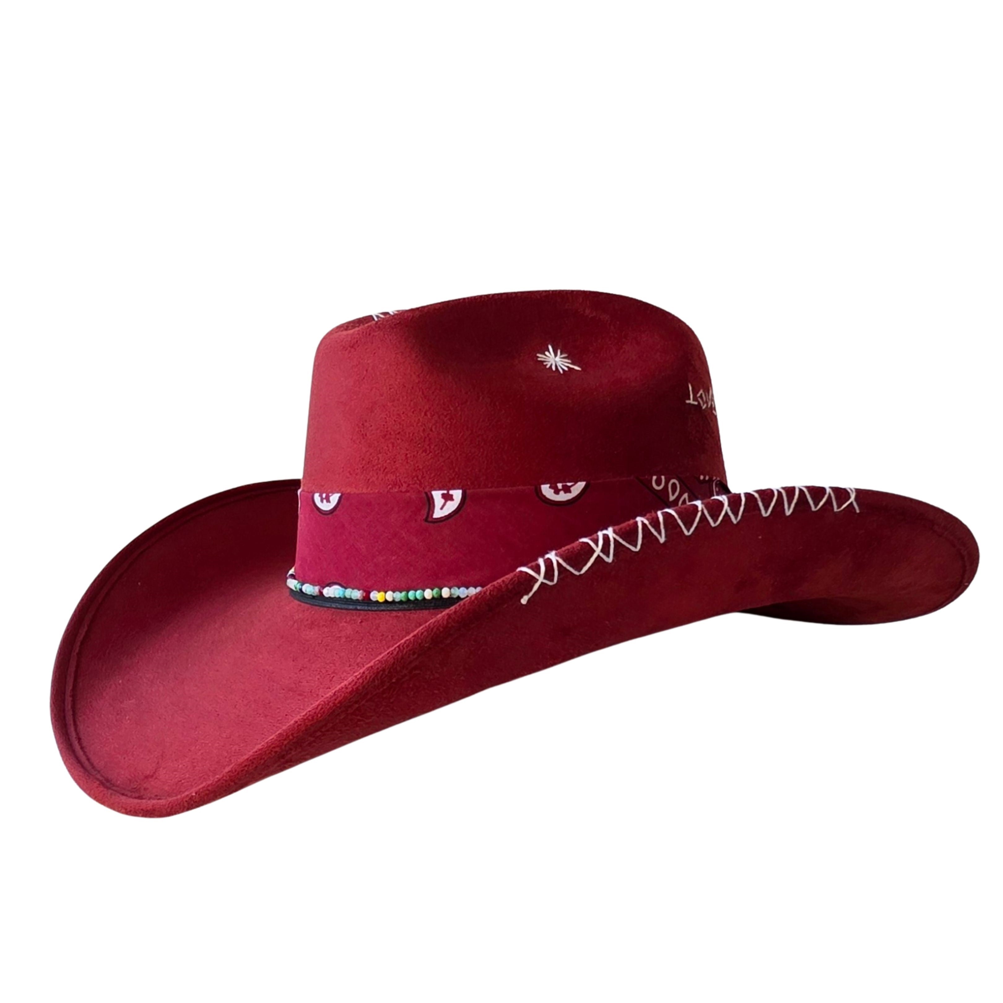 Myrto Cowboy Crown Hat - Burgundy