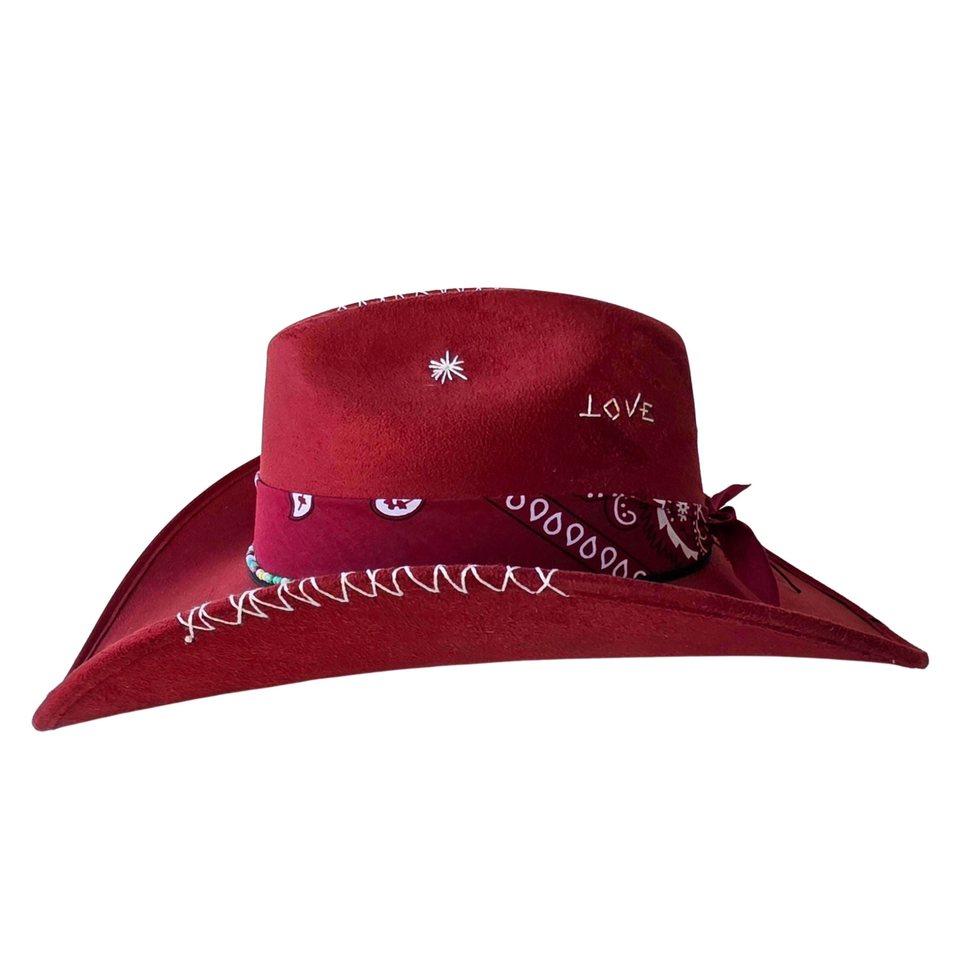 Myrto Cowboy Crown Hat - Burgundy
