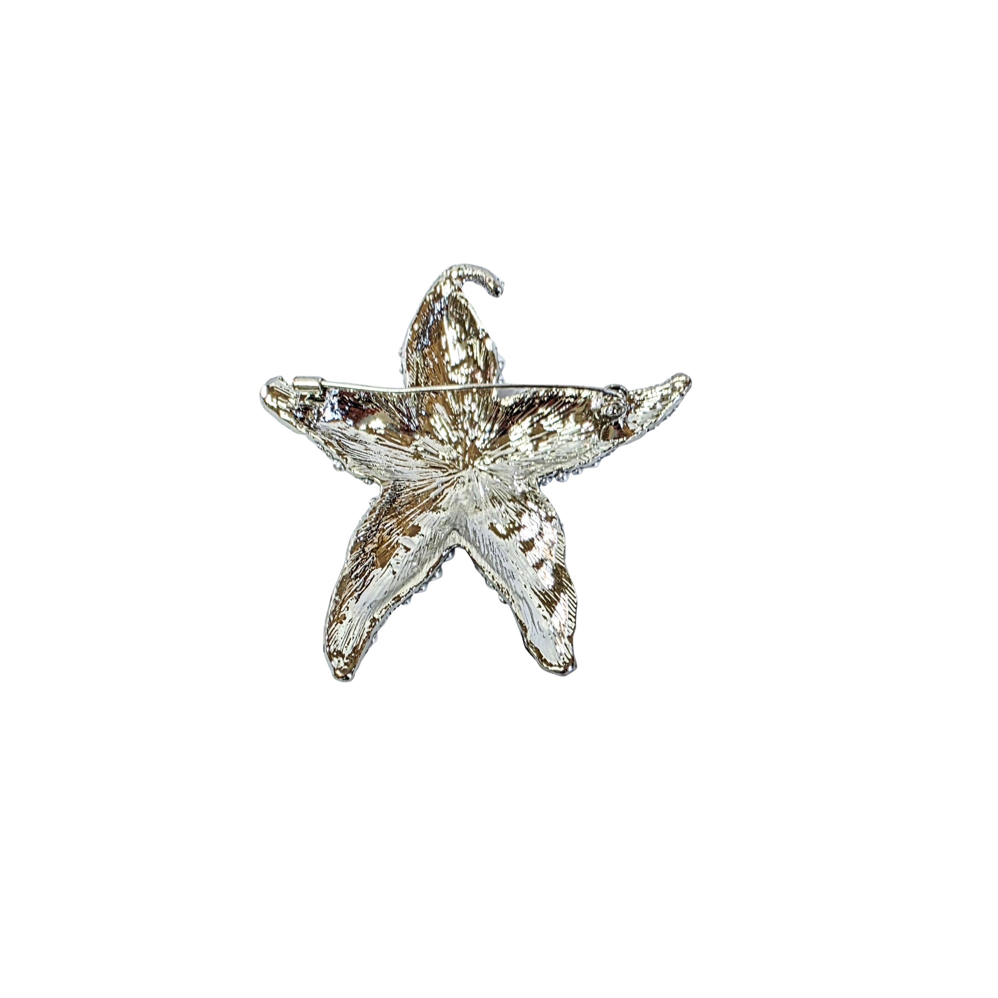 Pearl Rhinestone Embellished Starfish Pin Brooch