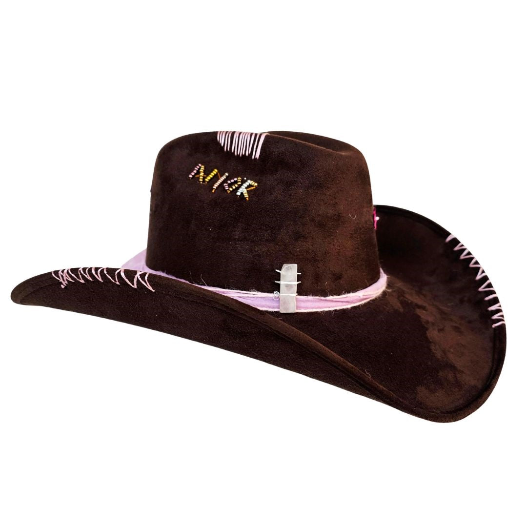 Veda Cowboy Crown Hat - Brown