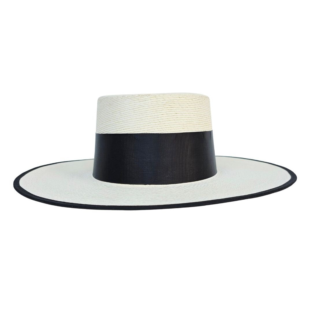 Vivian Straw Boater Crown Hat