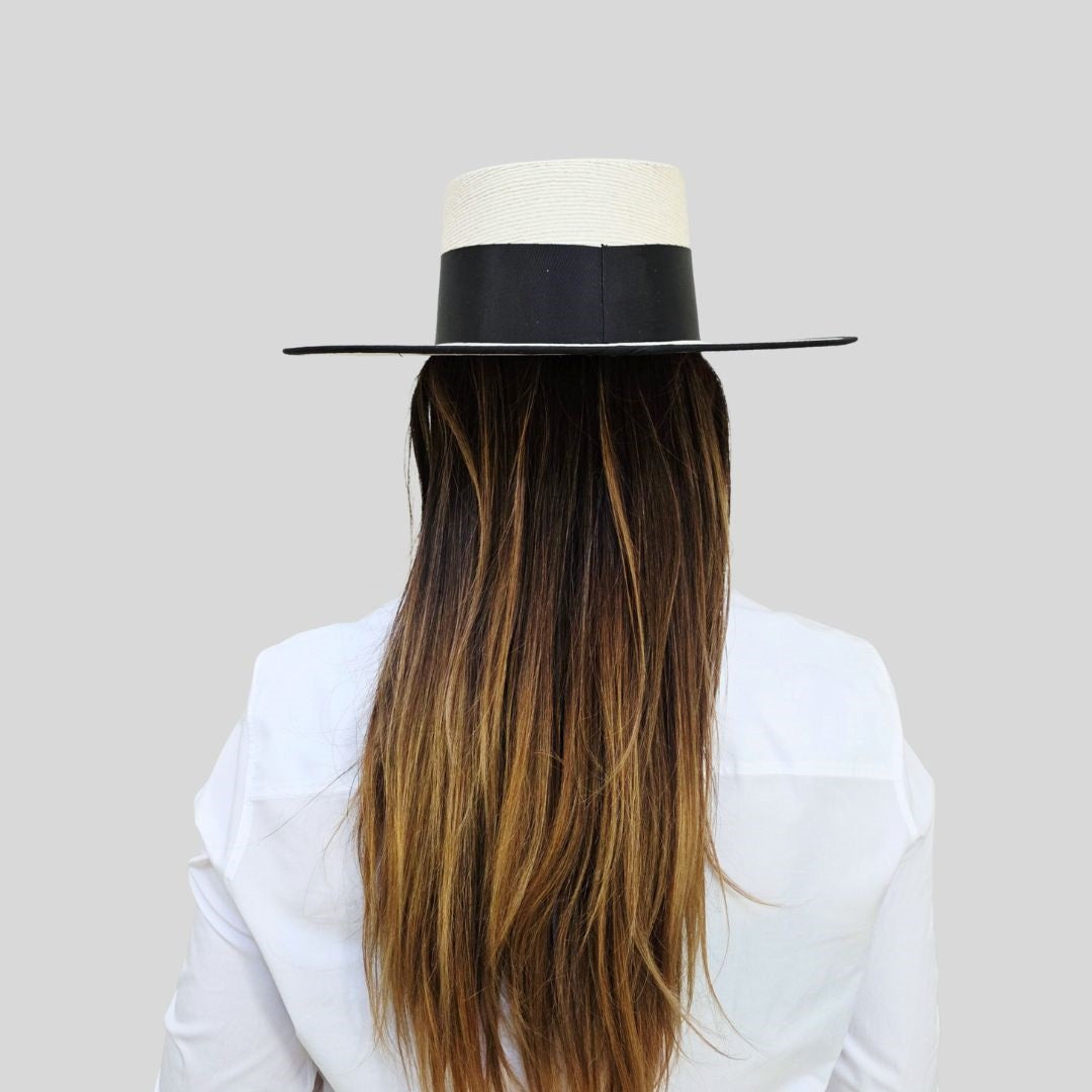 Vivian Straw Boater Crown Hat