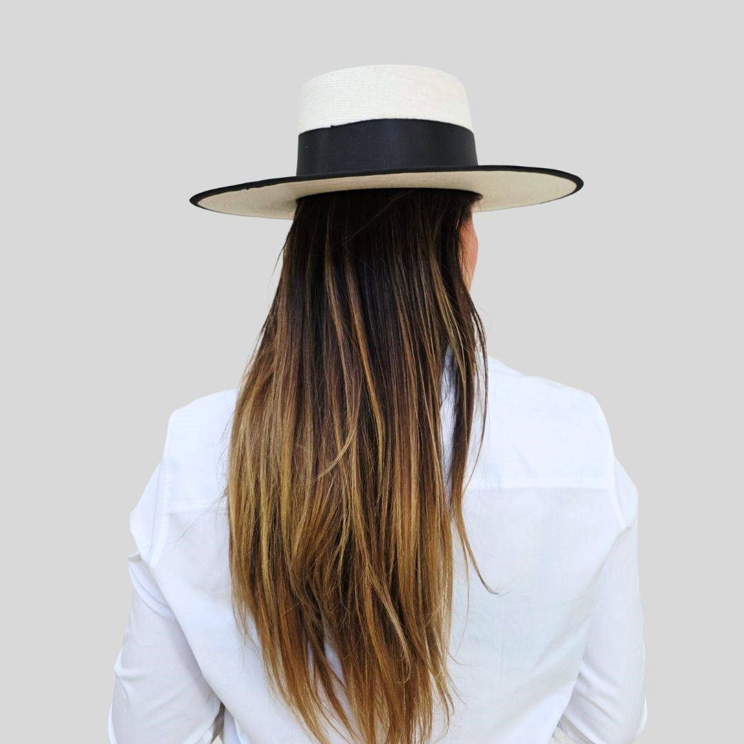 Vivian Straw Boater Crown Hat