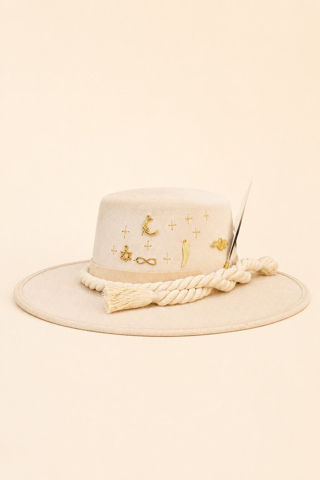 Amadis Boater Crown Hat - Beige