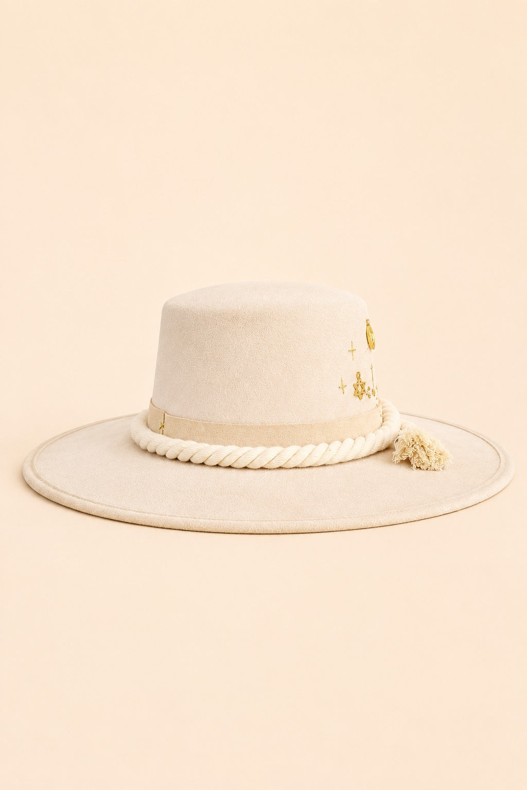 Amadis Boater Crown Hat - Beige