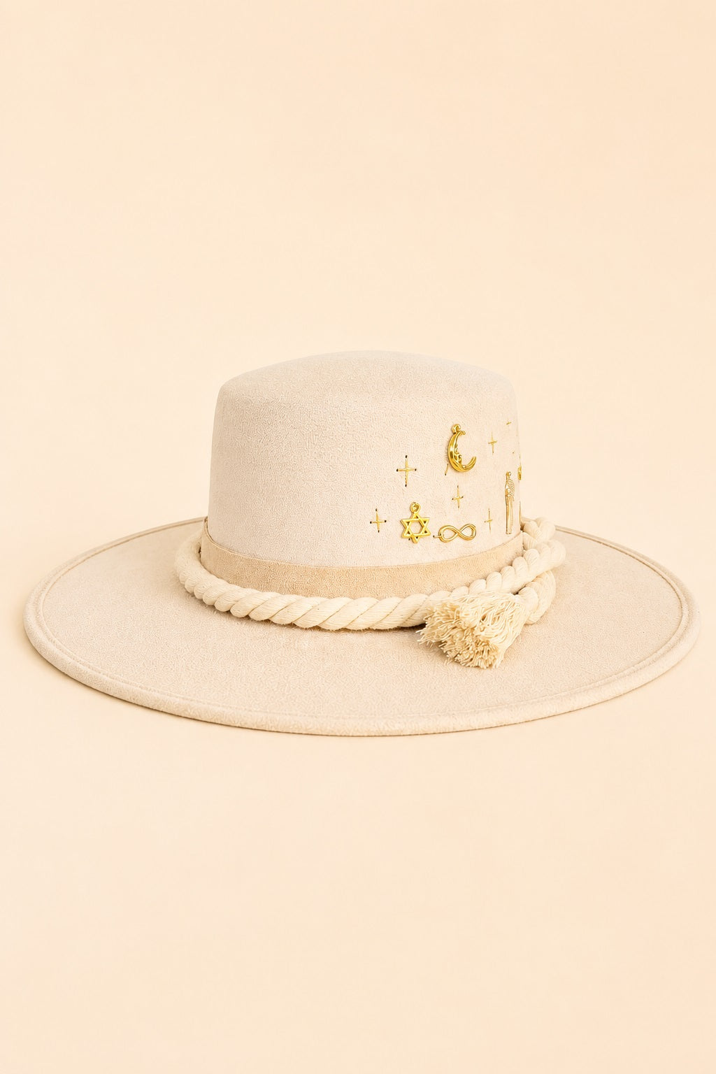 Amadis Boater Crown Hat - Beige