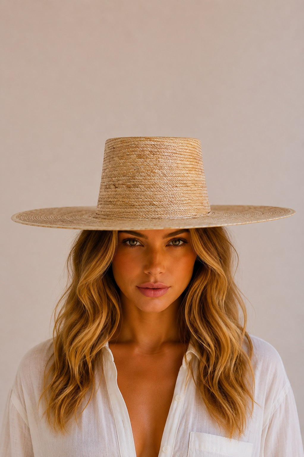 Grace Straw Telescope Crown Hat