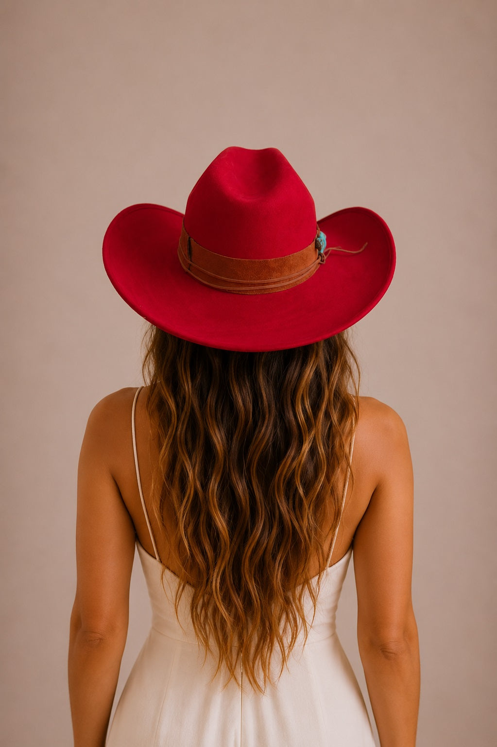 Kyveli Cowboy Crown Hat - Red