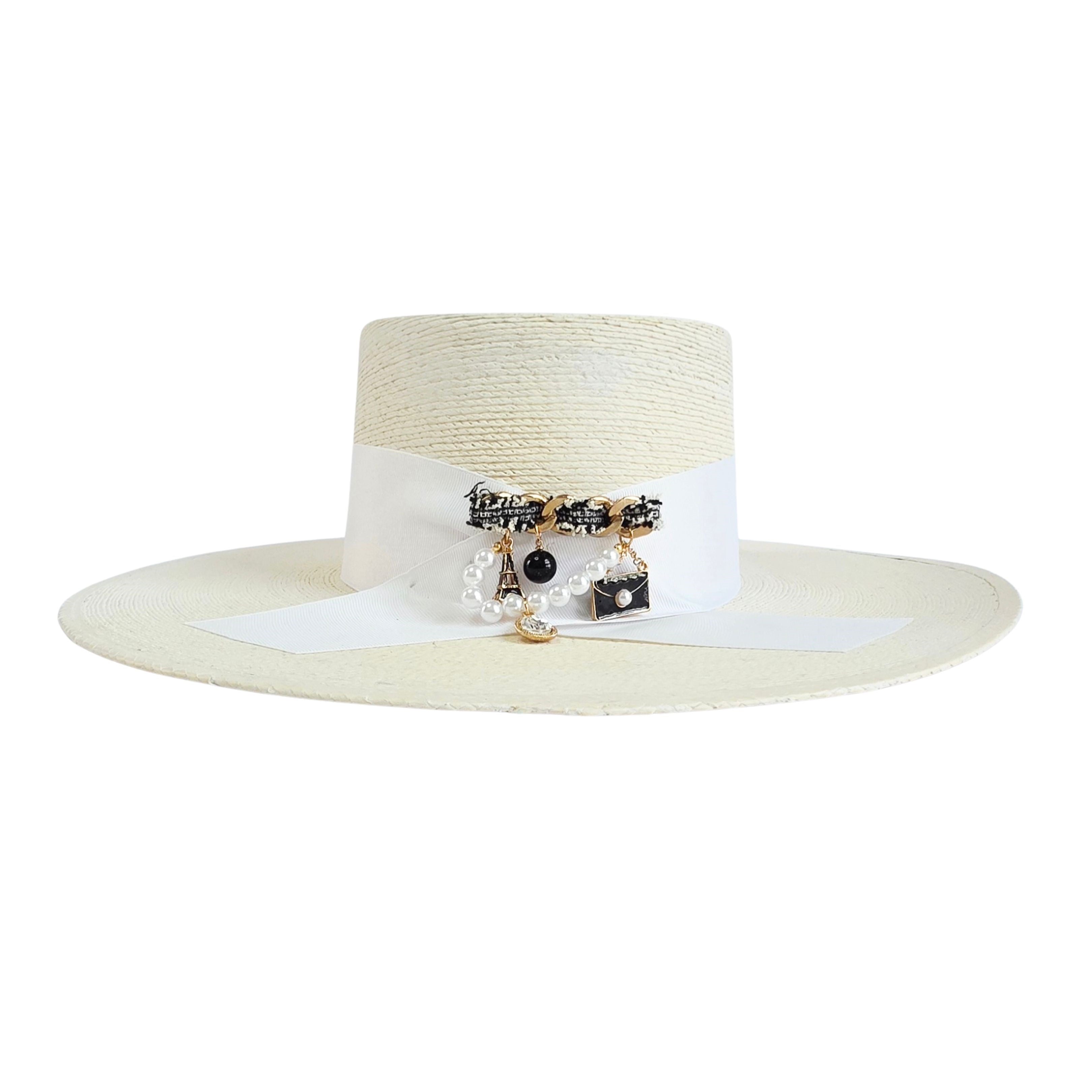 Maritza Straw Boater Crown Hat