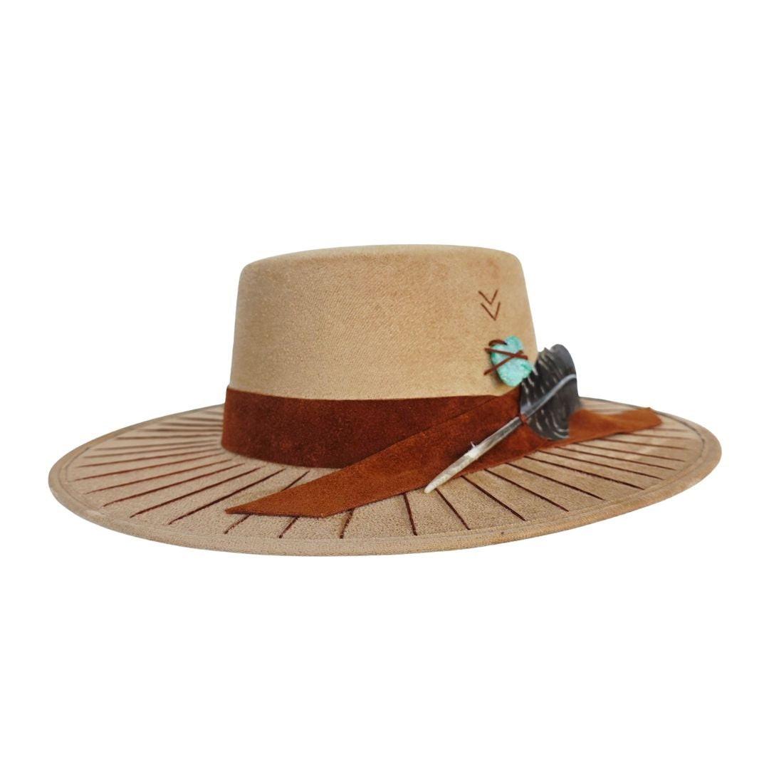 Saints Boater Crown Hat - Camel