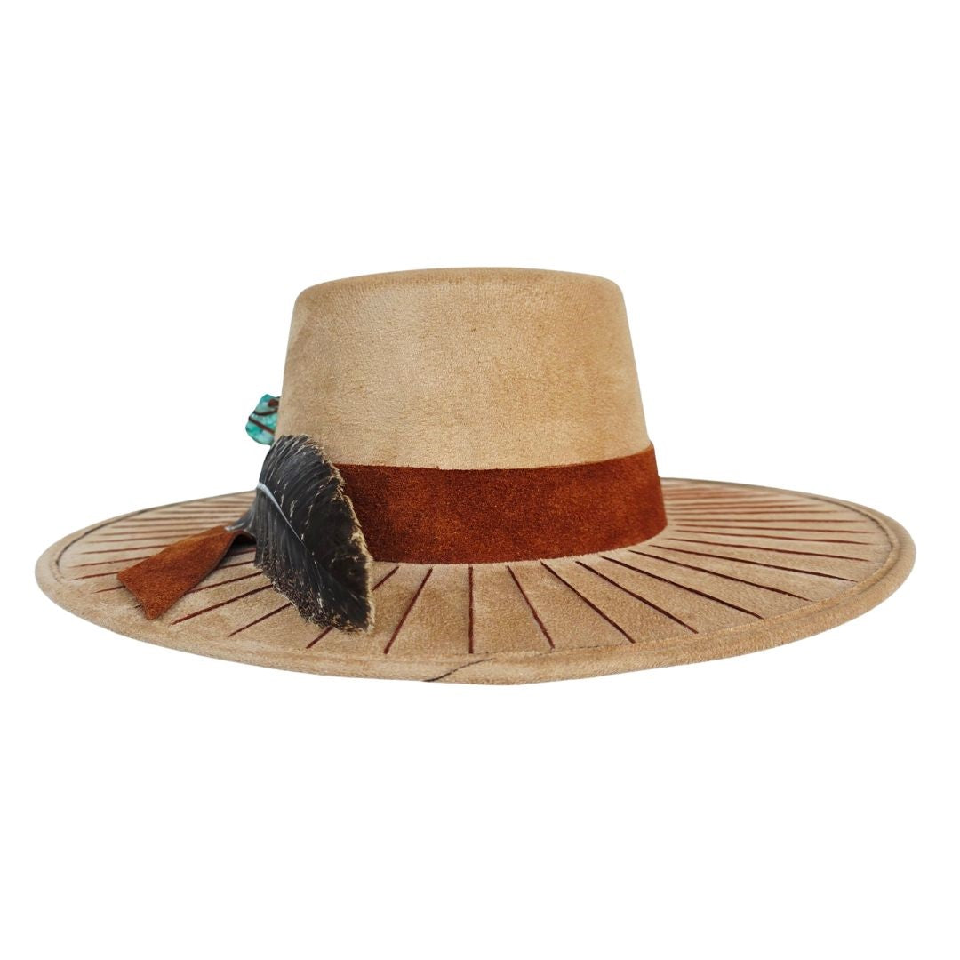 Saints Boater Crown Hat - Camel