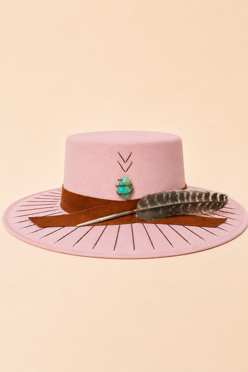 Saints Boater Crown Hat - Camel