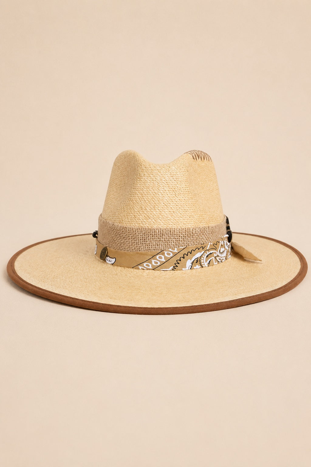 Steve  Straw Western Crown Hat