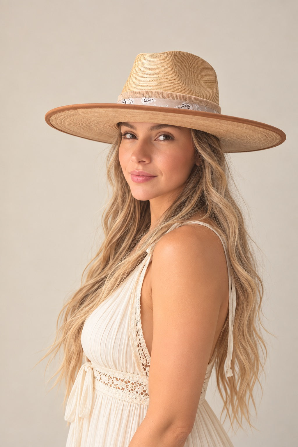 Steve  Straw Western Crown Hat
