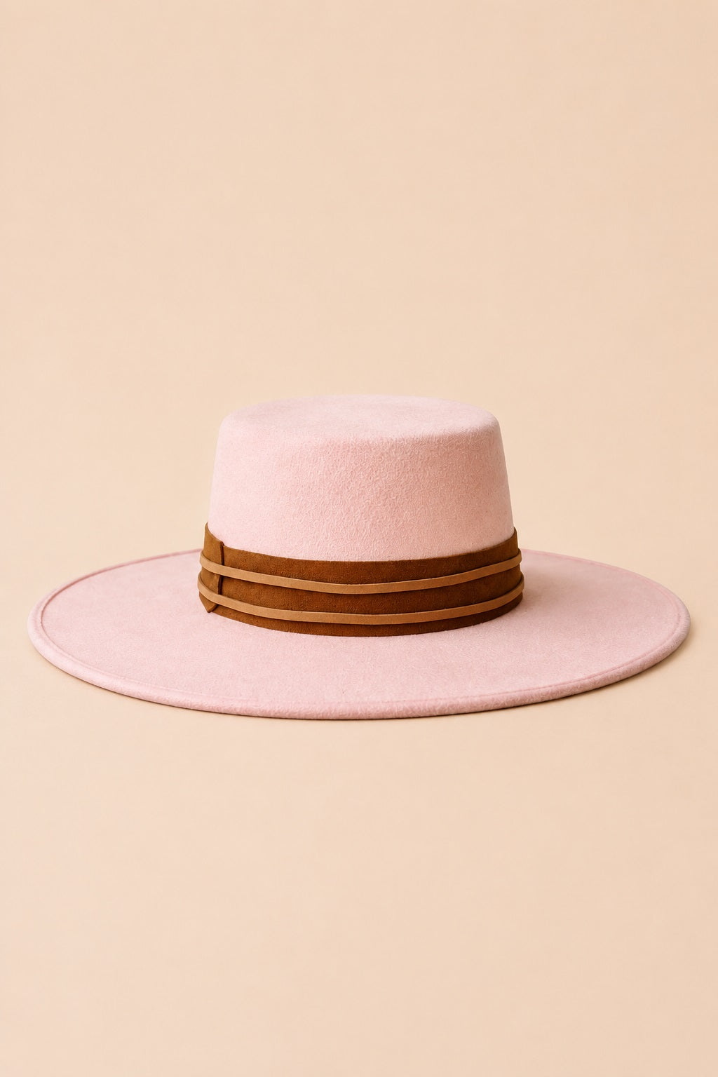 Tasha Boater Crown Hat- Pink