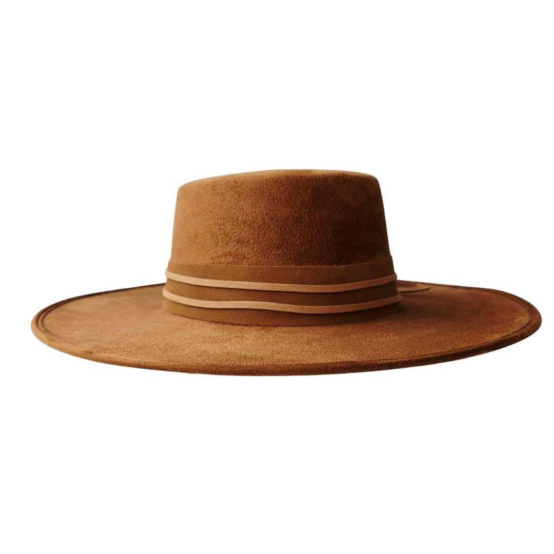 Tasha Boater Crown Hat- Tobacco