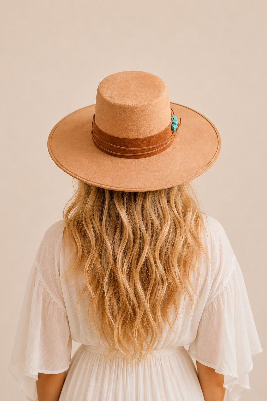 Tasha Boater Crown Hat- Camel