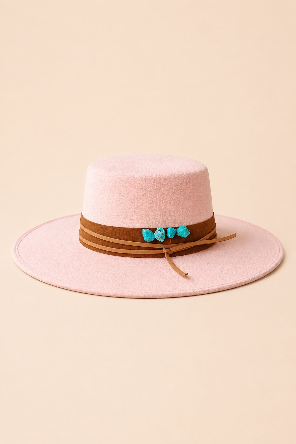 Tasha Boater Crown Hat- Pink