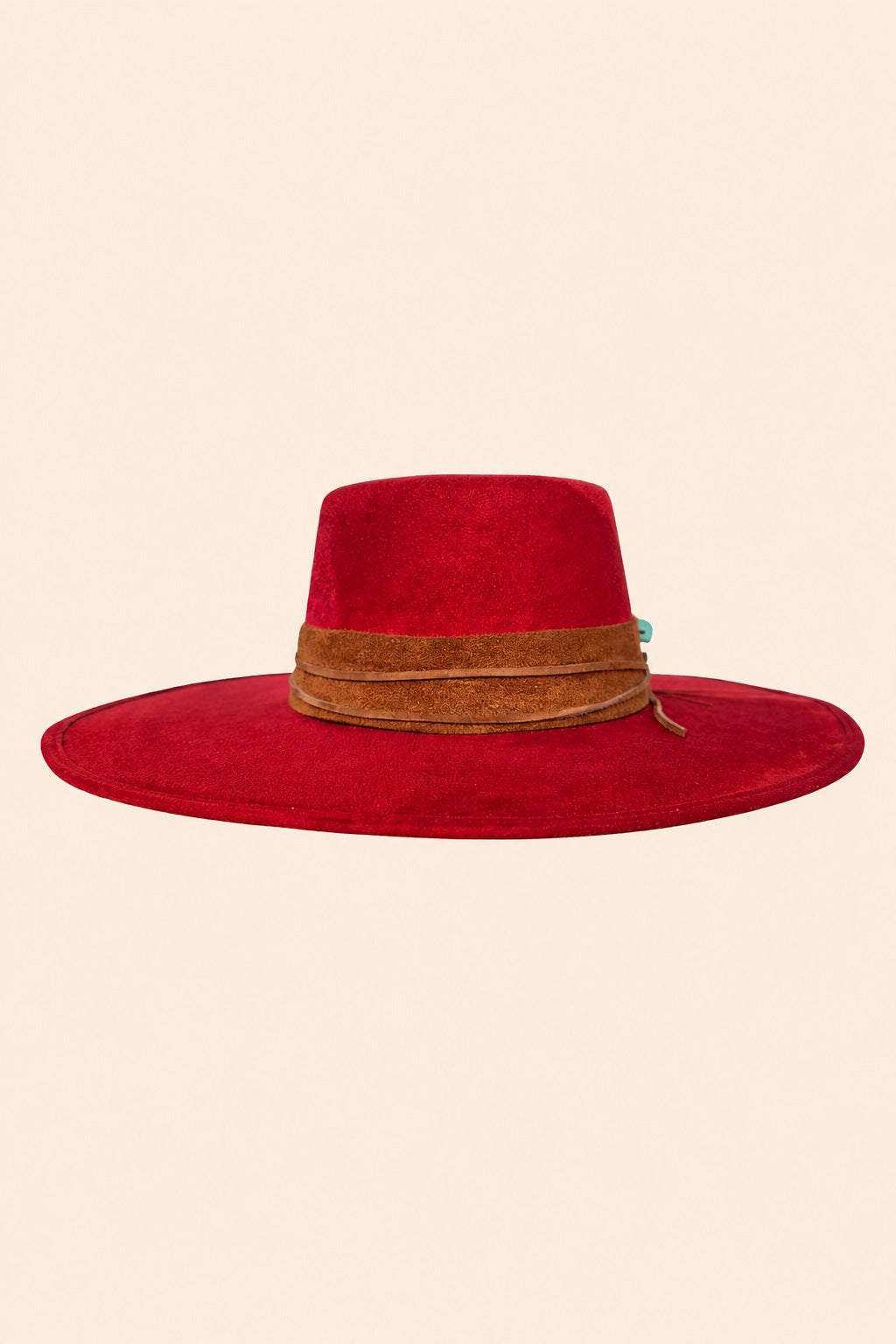 Tasha Boater Crown Hat- Red