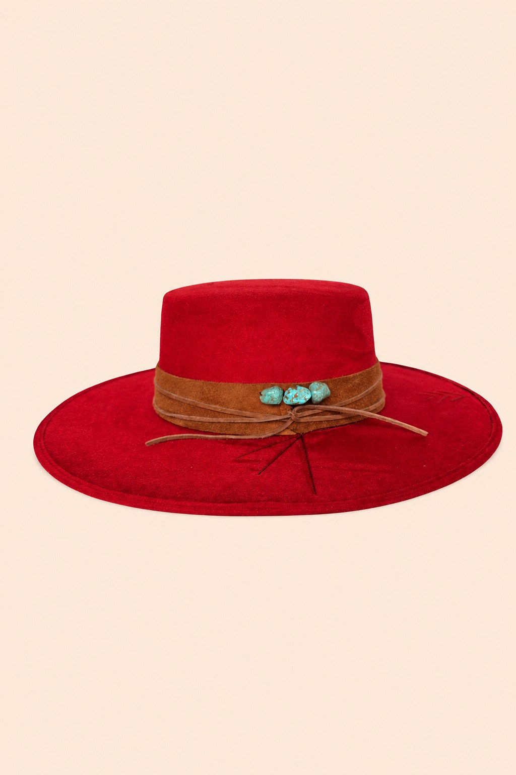 Tasha Boater Crown Hat- Red
