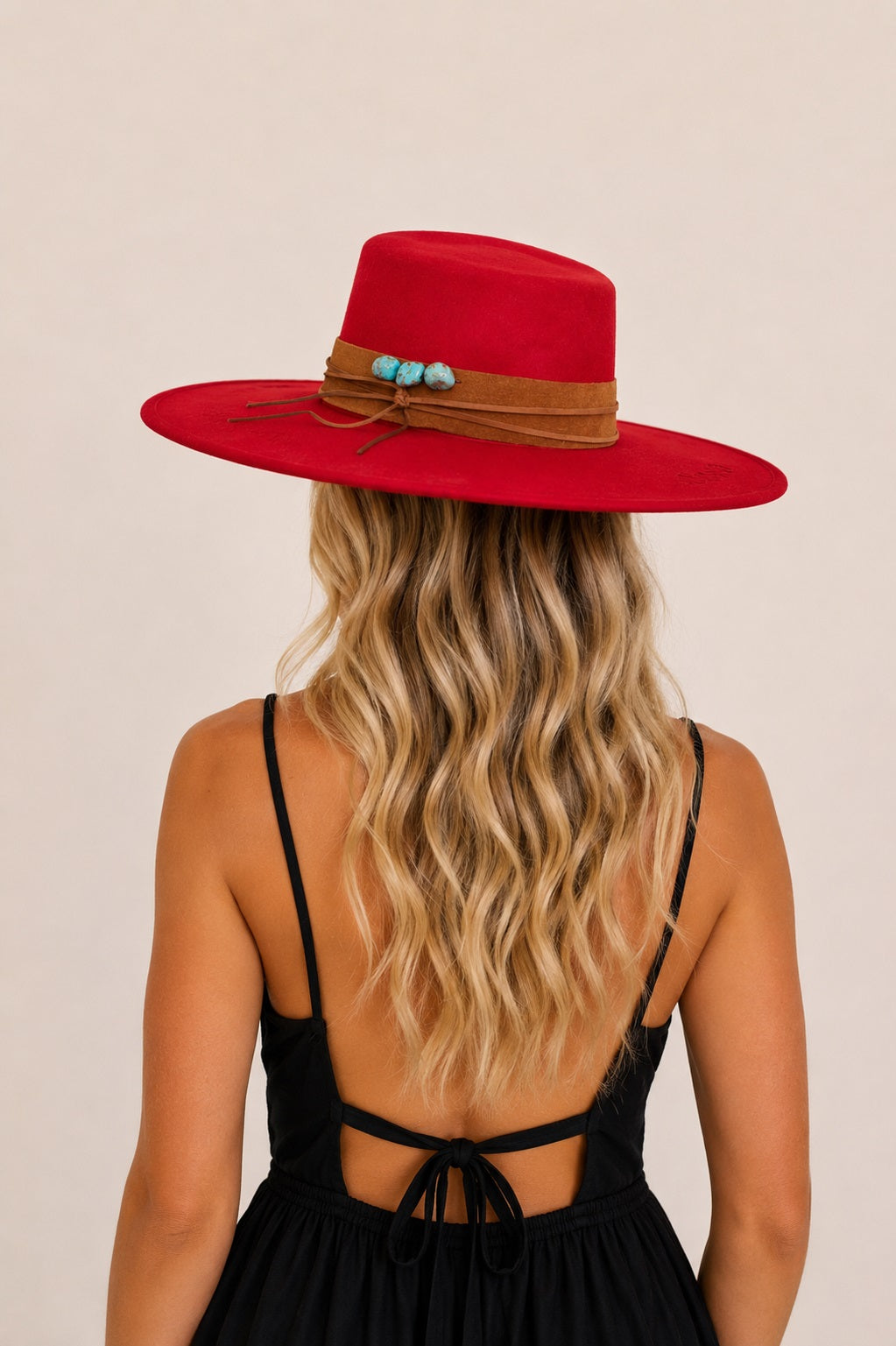 Tasha Boater Crown Hat- Red