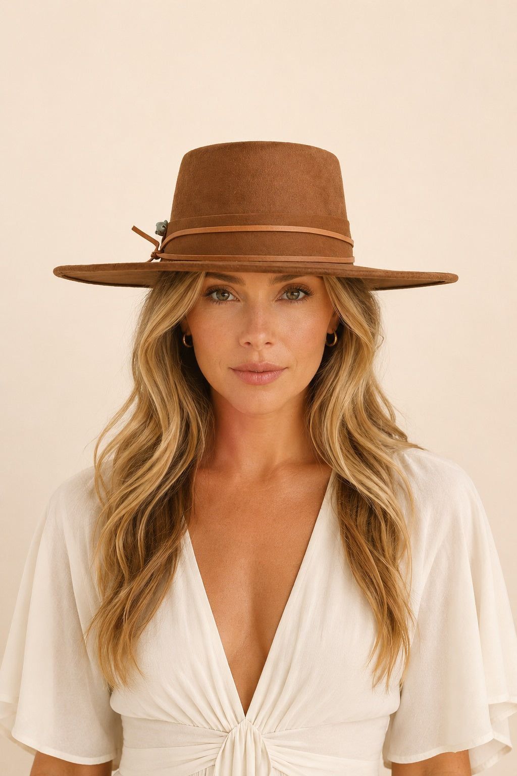 Tasha Boater Crown Hat- Tobacco