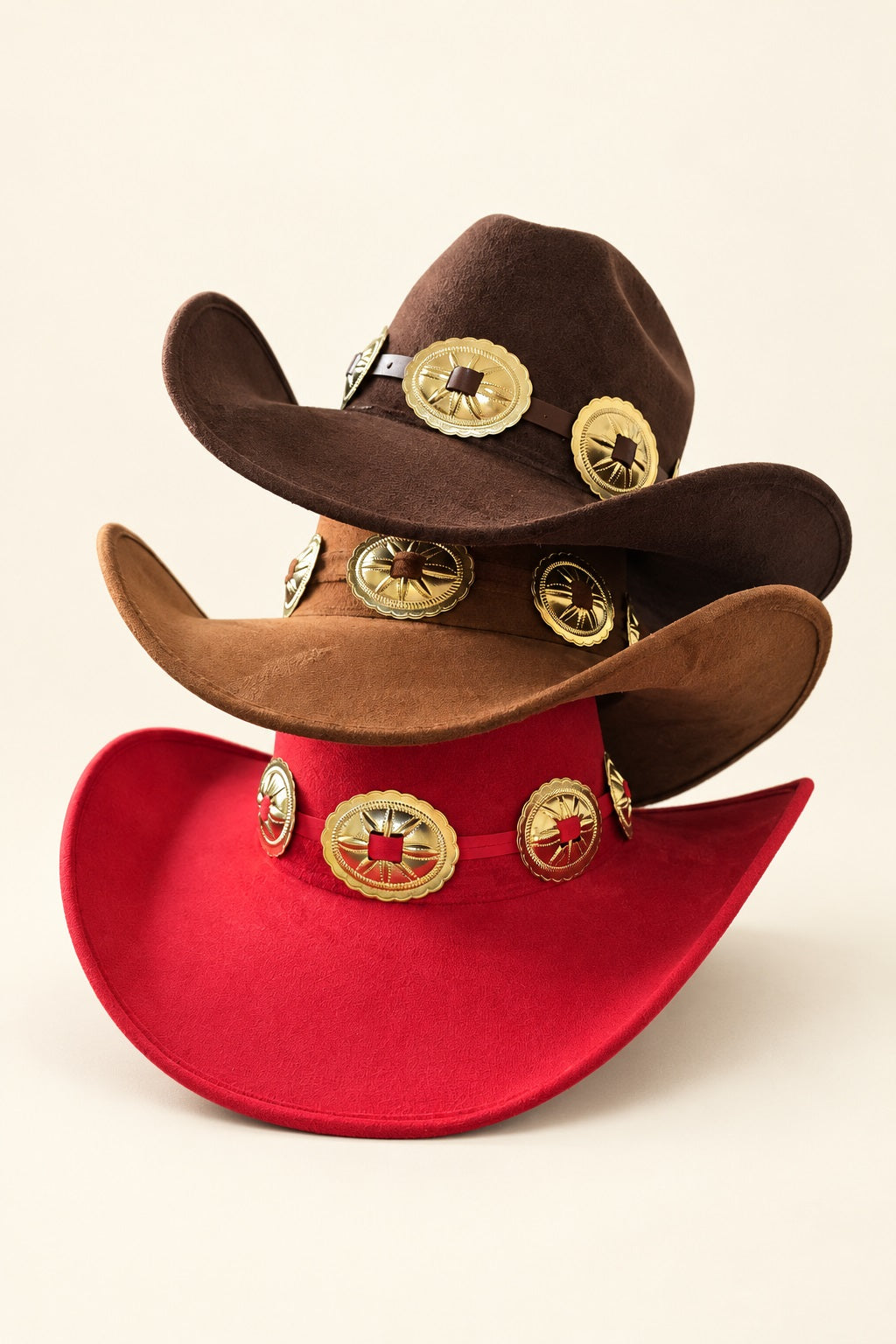 Zoona Cowboy Crown Hat - Red